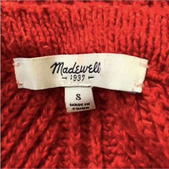 Madewell Hexcomb Texture Red Crewneck Long Sleeve Sweater Size Small - Picture 9 of 9